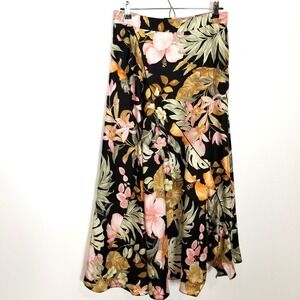 Barneys New York Women Maxi Floral Skirt Sz US 6 Ruffle Slit Front Summer Boho